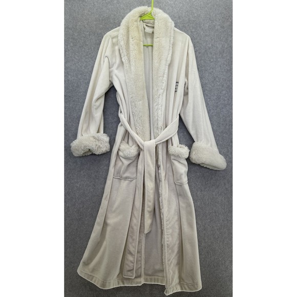 Pottery Barn Intimates & Sleepwear Pottery Barn Womens Small Plush White Long Robe Faux Fur